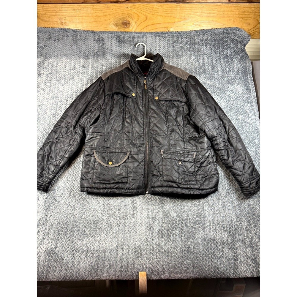 Yoki Quilted Jacket Mens‎ 2XL Black Fleece Lined Full Zip Pockets Winter Wear